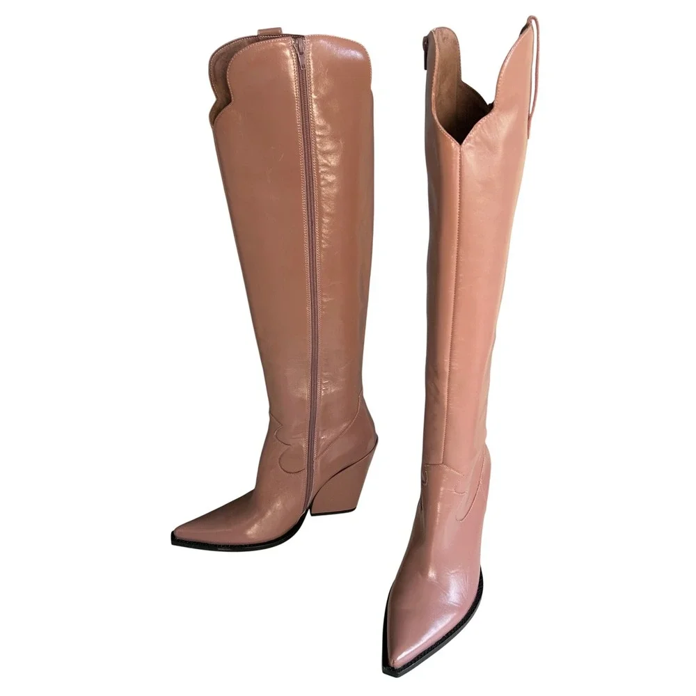 Jeffrey Campbell Over the Knee Western Boot size 10 Amiga Rose Pink Tall Pointy